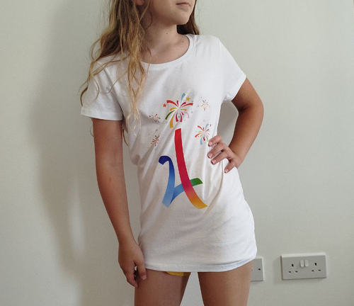 Centered colorful fireworks graphic print on soft cotton kids t-shirt