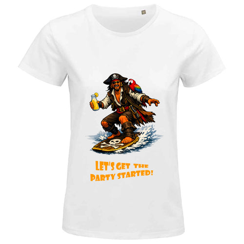 Kid’s Surfing Pirate T-Shirt |Parrot & Beach Theme Children's Tee